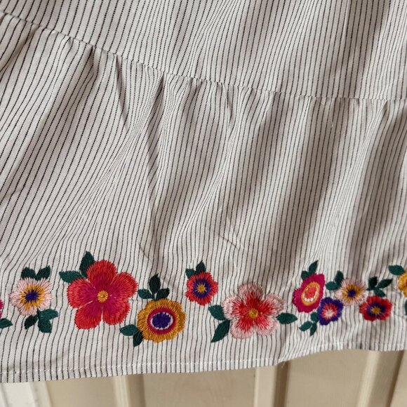 NWT size L Savanna Jane Womens Striped Sundress Embroidered Floral Boho Sleevele - Picture 9 of 11